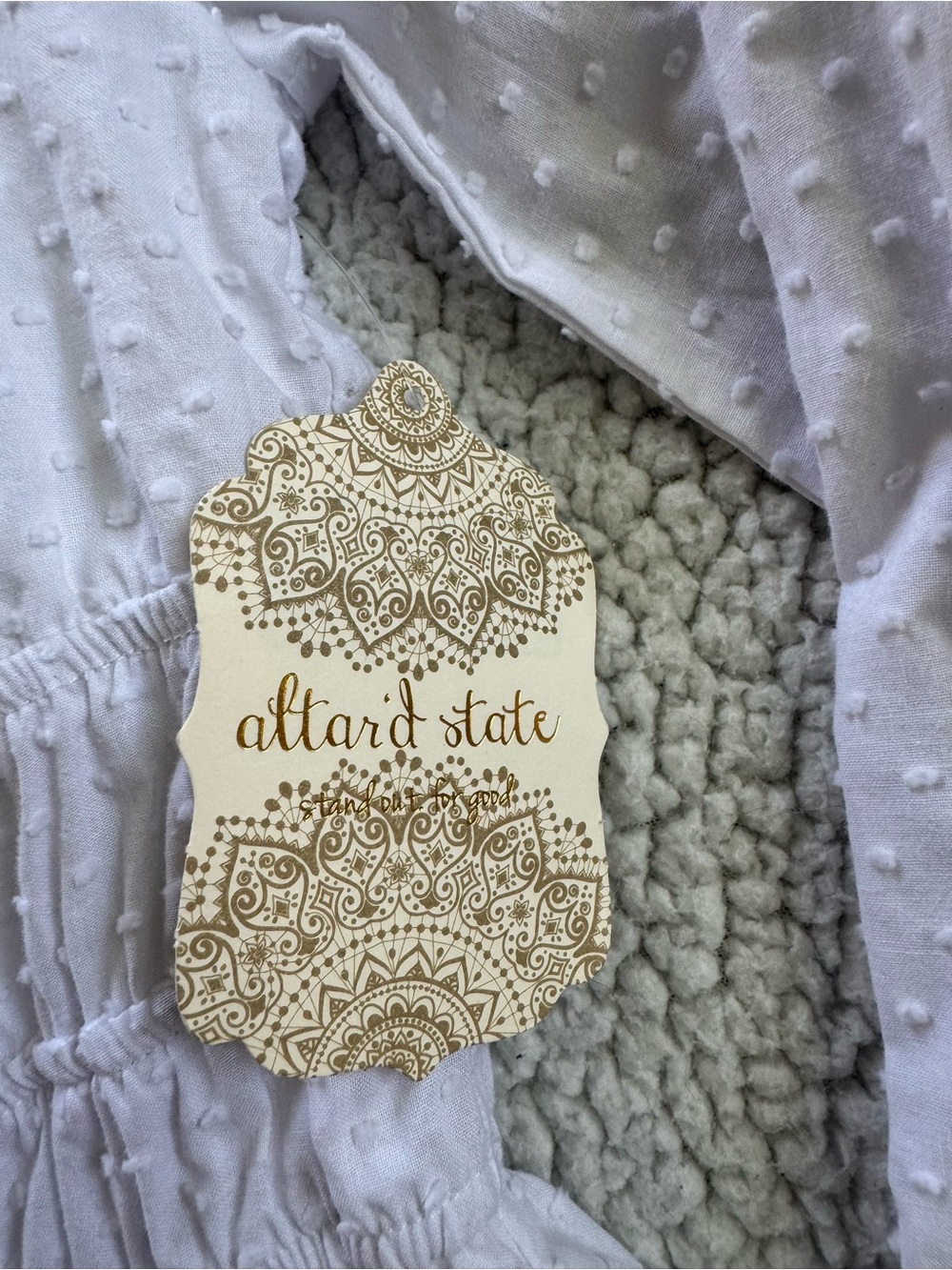 NWT Altar'd State White Long-Sleeve Tiered Looking Dress - Picture 5 of 7